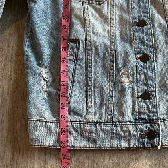 Kut from the Kloth Light Blue Distressed Jean Jacket - Picture 10 of 16